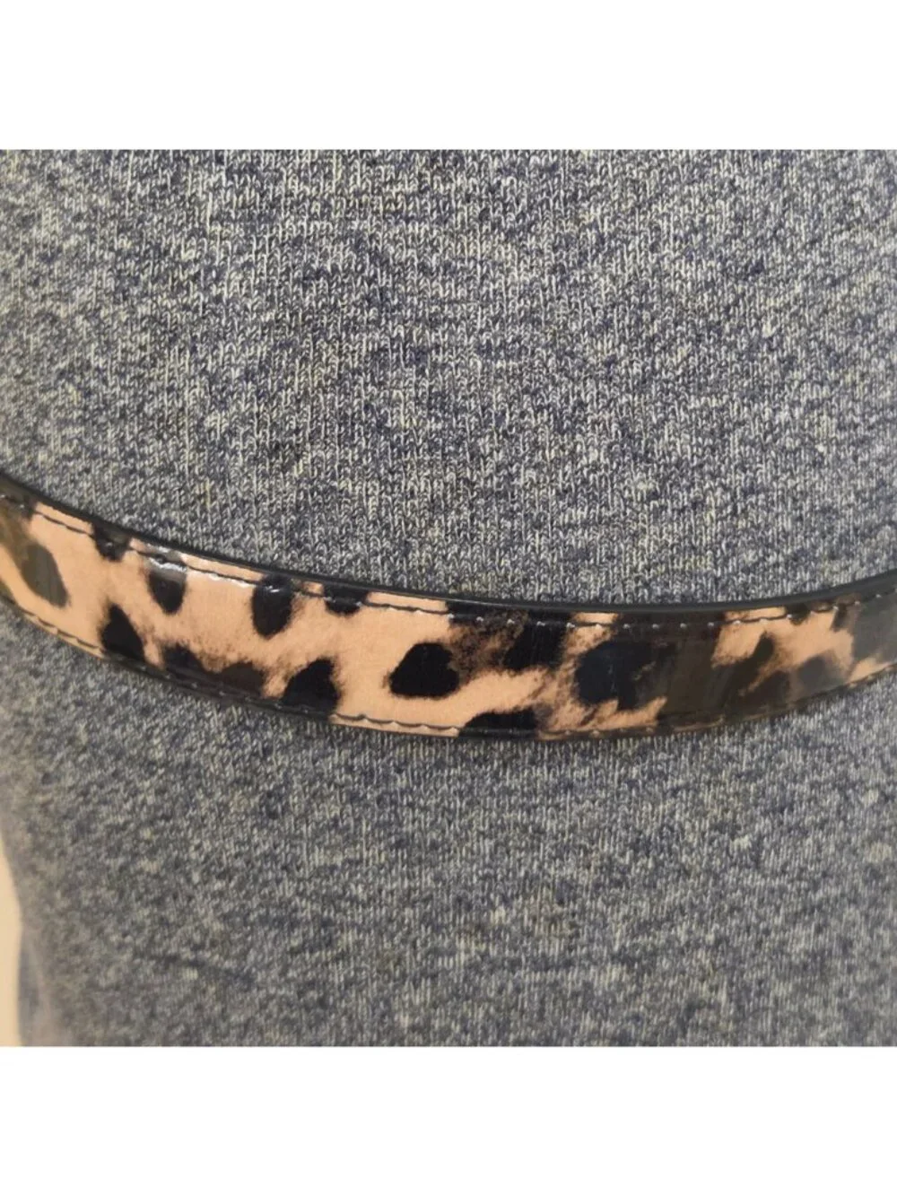 Nine West Belt Womens Size L Leopard Print Faux Leather Rectangular Buckle